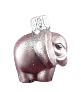 Süßer Baby Elefant, ca. 4cm hoch, Christbaumschmuck aus Glas, mundgeblasen und handbemalt