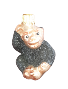 Süßer Affe, Schimpanse, Gorilla, ca. 7cm hoch, Christbaumschmuck aus Glas, mundgeblasen und handbema