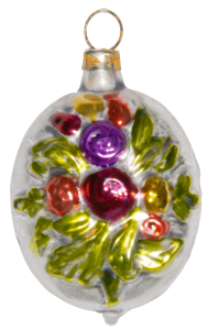 wunderschöne nostalgische Weihnachtsbaumkugel mit Blumenstrauß als Ornament aus Glas , Weihnachtsbau_3