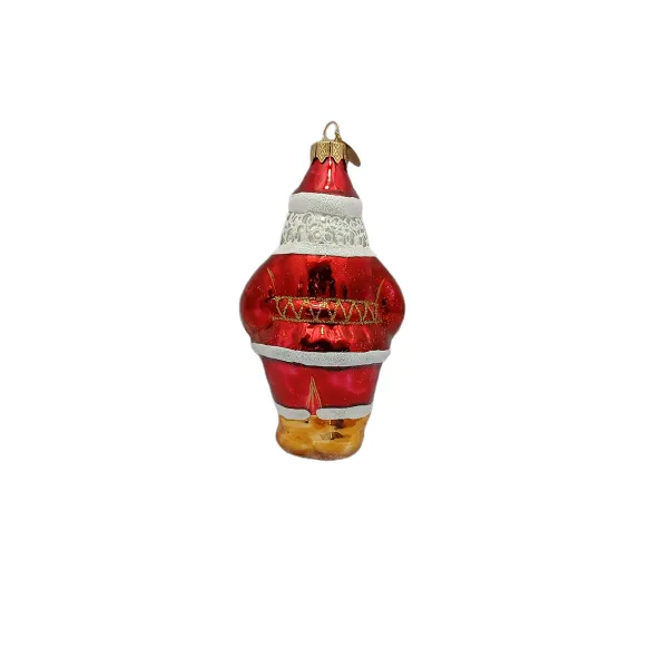 dicker Weihnachtsmann Santa 11cm hoch, Christbaumschmuck Lauscha mundgeblasen handbemalt aus Glas