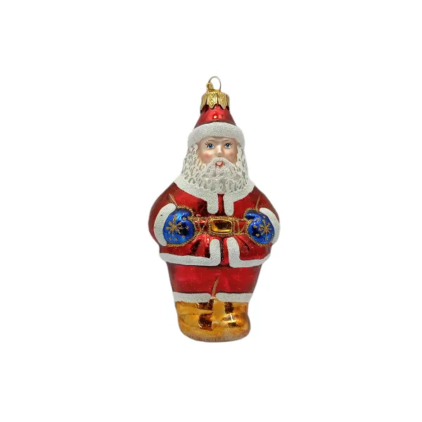 dicker Weihnachtsmann Santa 11cm hoch, Christbaumschmuck Lauscha mundgeblasen handbemalt aus Glas