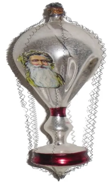 Exklusiver Ballon Santa, mit Oblatengesicht mit leonischem Draht umsponnen 13 cm, nostalgischer Chri_3