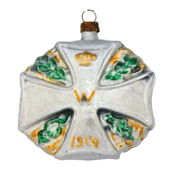 Exklusiver patriotischer Christbaumschmuck, Eisernes Kreuz 1914 Eichenlaub Mundgeblasen und liebevol_3
