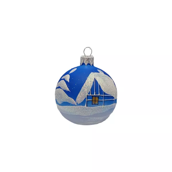 Exklusives 40er Christbaumschmuck Set in blau-silber mit wunderschöner Winterlandschaft bemalt , mun_3