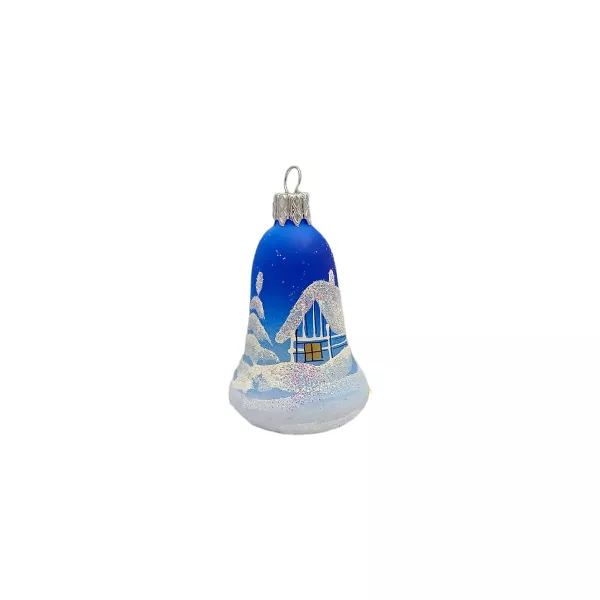 Exklusives 40er Christbaumschmuck Set in blau-silber mit wunderschöner Winterlandschaft bemalt , mun_3