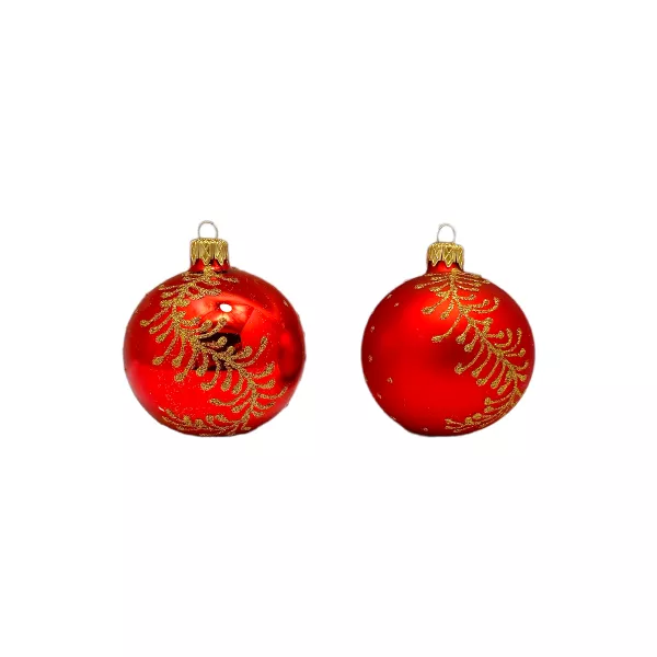 Exklusives hochwertiges Christbaumschmuck Set 40 teilig in Rot und goldener Ranke bemalt Lauscha mundgeblasen