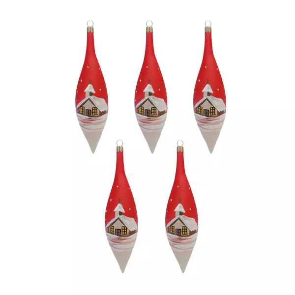 Exklusives 5er Christbaumschmuck Set Oliven in bordeaux glänzend und Eislack gold bemalt 17cm, mundg_3-544