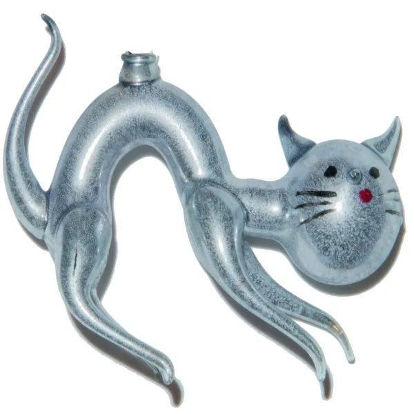 Freigeformter schöne Katze mit Buckel 9 cm , nostalgischer Christbaumschmuck