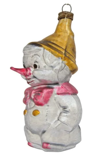 Märchenfigur PINOCCIO als schöne Weihnachtsbaumkugel aus Glas ca 8 cm, mit freigeformter Nase