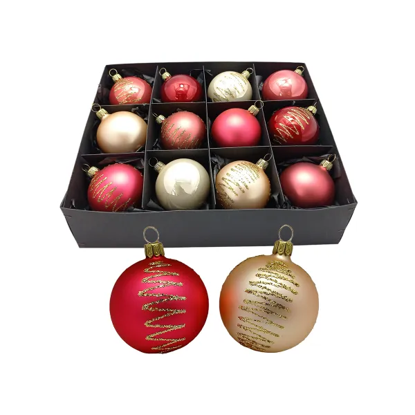 Rose Champagner Mix Christbaumschmuck 6 cm Set12 teilig Christbaumschmuck Lauscha mundgeblasen