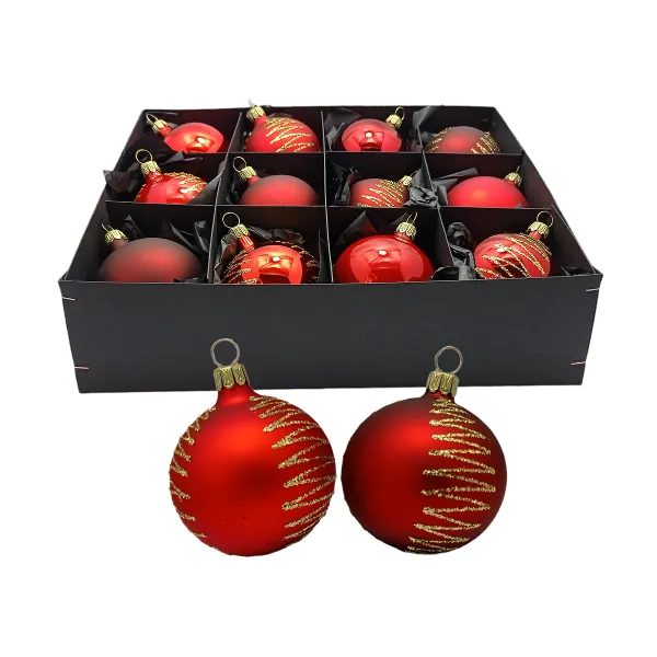 Rot Mix Christbaumschmuck 6 cm Set12 teilig Christbaumschmuck Lauscha mundgeblasen