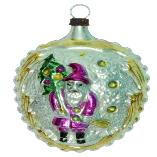 schöne Christbaumkugel Ornament SANTA ca 8cm , mundgelasen und liebevoll von Hand bemalt, nostalgie