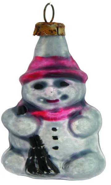 Schöne miniatur Schneemann aus Glas 6 cm, Weihnachtsbaumschmuck in nostalgischer Form_3