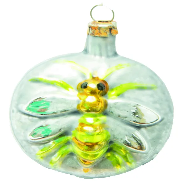 Schöne Weihnachtsbaumkugel mit traumhaft schöner Biene im Motiv, Weihnachtsbaumschmuck Glas ca 5cm