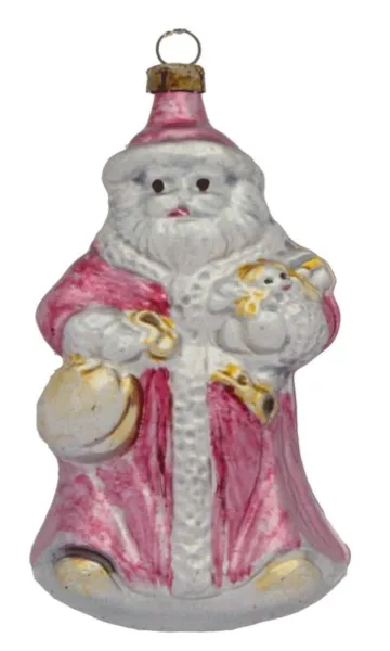 schöner großer Weihnachtsmann mit Mantel ca 15 cm , nostalgischer Christbaumschmuck aus Glas , mundg_3