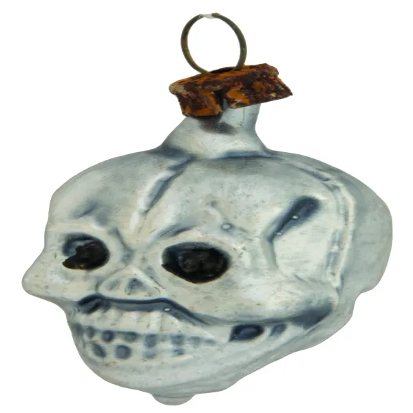 Schöner miniatur Schädel, Totenkopf aus Glas 4,5cm, Weihnachtsbaumschmuck in nostalgischer Form
