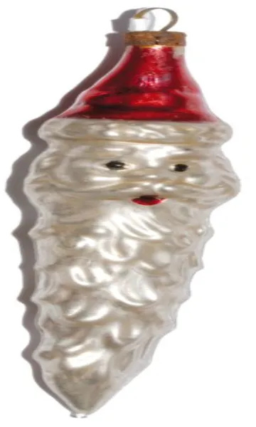 schöner Santa Kopf in Zapfenform aus Glas ca 17 cm, nostalgischer Christbaumschmuck mundgeblasen und_3