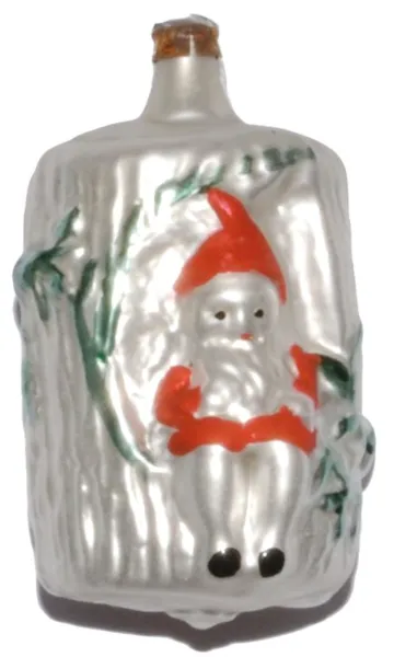 Schöner Weihnachtsbaumschmuck aus Glas, kleiner Wichtel des Waldes im Baumstamm ca 7,5 cm , nostalgi_3