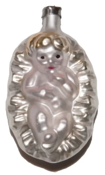 Little Christ Child, baby Jesus lying in the cradle made of glass approx. 6.5 cm