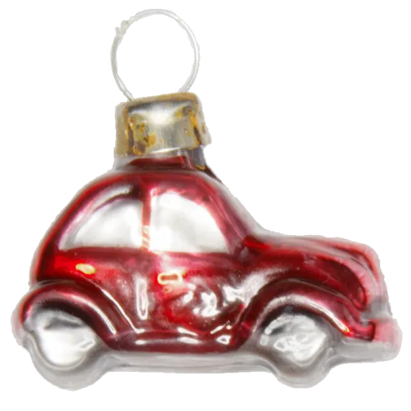 Schönes miniatur Auto rot aus Glas 3cm, Weihnachtsbaumschmuck in nostalgischer Form