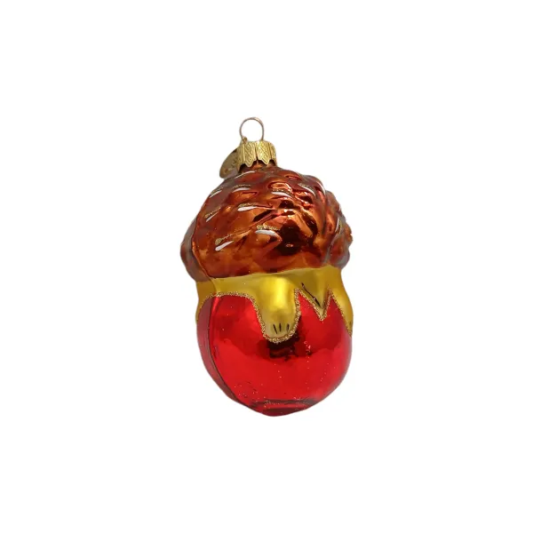 süßer Igel auf rotem Apfel 8cm hoch,Christbaumschmuck Lauscha mundgeblasen und handbemalt
