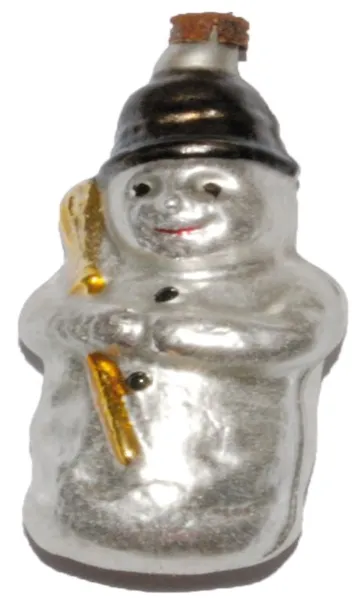 Süßer kleiner Schneemann als Weihnachtsbaumkugel aus Glas ca 7,5 cm nostalgischer Christbaumschmuck