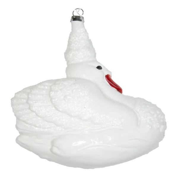 traumhaft schöner weißer Schwan aus Glas als Weihnachtsbaumschmuck ca 12 cm, edel und anmutig