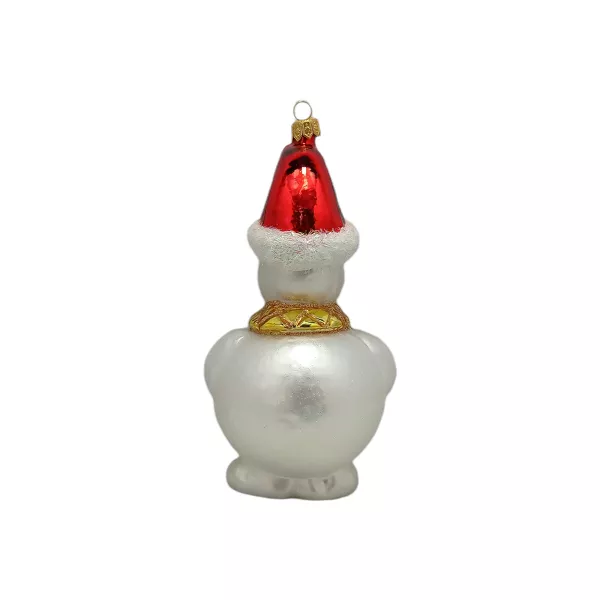 Weihnachtsschneemann mit Lichtreflexion 18 cm hoch, Christbaumschmuck Lauscha mundgeblasen und handbemalt