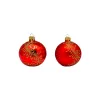 Exklusives hochwertiges Christbaumschmuck Set 40 teilig in Rot und goldener Ranke bemalt Lauscha mundgeblasen