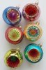 Exklusives 6er Set Reflexkugeln 8cm, total bunt, nostalgischer Christbaumschmuck Art.2041