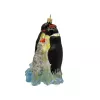 Junge Pinguinfamilie auf Eisscholle 13 cm hoch, Christbaumschmuck Lauscha mundgeblasen und handbemalt