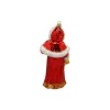 Weihnachtsmann mit Glocke und Geschenk, 22 cm hoch, Christbaumschmuck Lauscha mundgeblasen und handbemalt