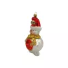 Weihnachtsschneemann mit Lichtreflexion 18 cm hoch, Christbaumschmuck Lauscha mundgeblasen und handbemalt