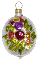 wunderschöne nostalgische Weihnachtsbaumkugel mit Blumenstrauß als Ornament aus Glas , Weihnachtsbau