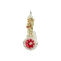 Engel Oblate auf 8 cm Blumen Reflektor, 16 cm, exklusiver viktorianischer Christbaumschmuck