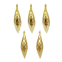 Exklusives 5er Christbaumschmuck Set Oliven in bordeaux glänzend und Eislack gold bemalt 17cm, mundg_3-537-552