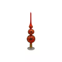 Exklusive doppelte Christbaumspitze Lauscha in Rot mit Glitzer-Steinen liebevoll und exklusiv von Hand dekoriert Exklusive doppelte Christbaumspitze Lauscha in Rot mit Glitzer-Steinen liebevoll und exklusiv von Hand dekoriert