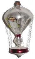 Exklusiver Ballon Santa, mit Oblatengesicht mit leonischem Draht umsponnen 13 cm, nostalgie