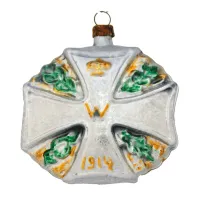 Exklusiver patriotischer Christbaumschmuck, Eisernes Kreuz 1914 Eichenlaub Mundgeblasen Lauscha