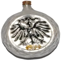 Exklusiver patriotischer Christbaumschmuck schöne Medallie aus Glas mit " Reichsadler 1914"