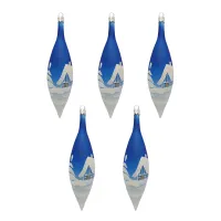 Exklusives 5er Christbaumschmuck Set Oliven blau-silber in 17cm, mit wunderschöner Winterlandschaft_3