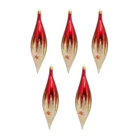 Exklusives 5er Christbaumschmuck Set Oliven in bordeaux glänzend und Eislack gold bemalt 17cm, mundg_3