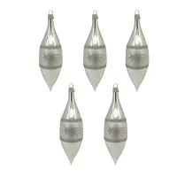 Exclusive set of 5 Christmas tree decorations olives silver matt and shiny in 17cm with shooting star