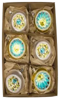 Exklusives 6er Set Reflexkugeln 6cm blau gold, nostalgischer Christbaumschmuck_3