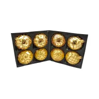 Exklusives 8er Christbaumschmuck gold matt und glänzend in 10 cm mit wunderschönen Rankenverzierungen