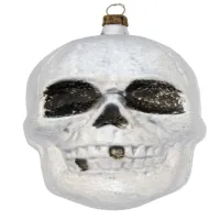 großer grusliger Totenkopf, Totenschädel aus Glas ca 12 cm Weihnachtsbaumschmuck der besonderen Art