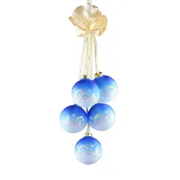 Light pendant blue with 5 glass balls, Thuringian Forest, Lauscha