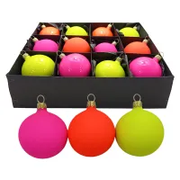 Neon Mix Christbaumschmuck 8 cm Set12 teilig Christbaumschmuck Lauscha mundgeblasen