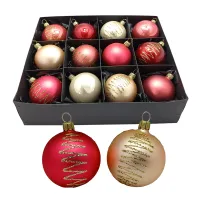 Rose Champagner Mix Christbaumschmuck 8 cm Set12 teilig Christbaumschmuck Lauscha mundgeblasen