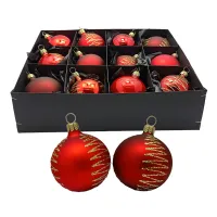 Rot Mix Christbaumschmuck 8 cm Set12 teilig Christbaumschmuck Lauscha mundgeblasen